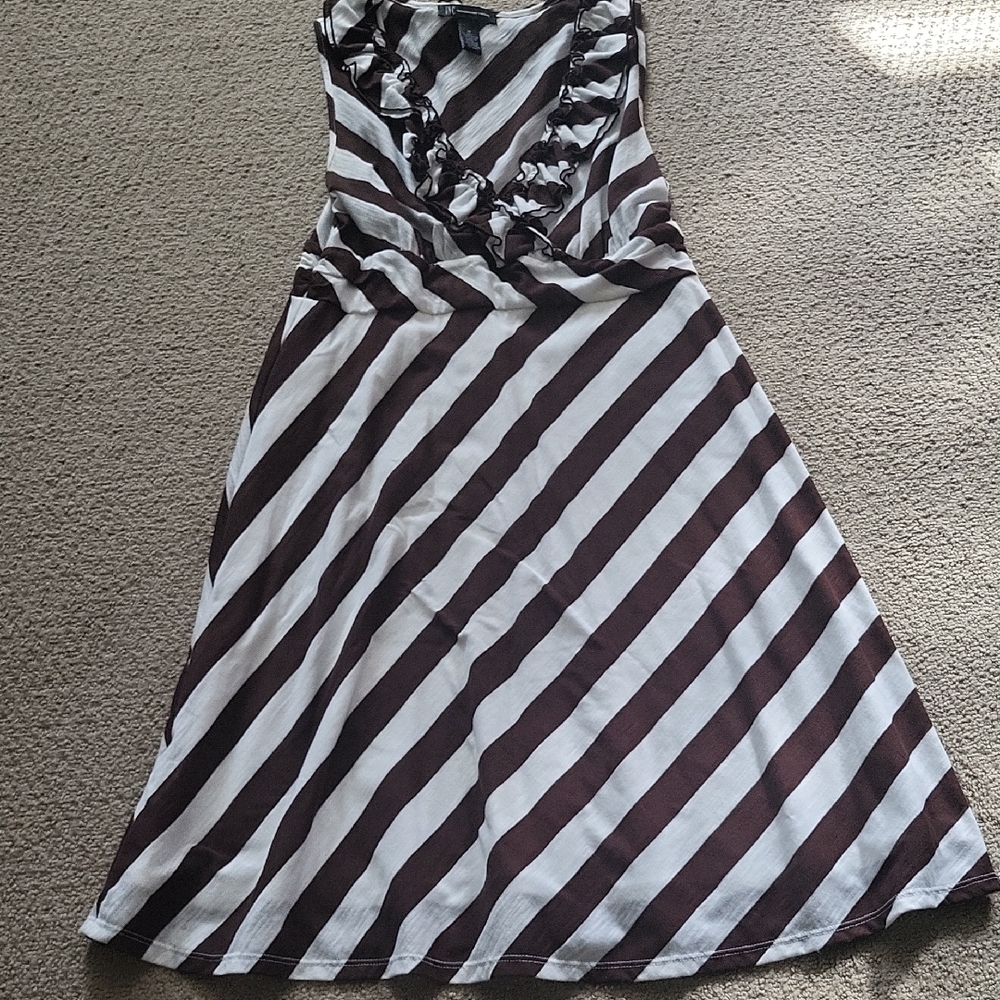 Striped Brown and White Dress